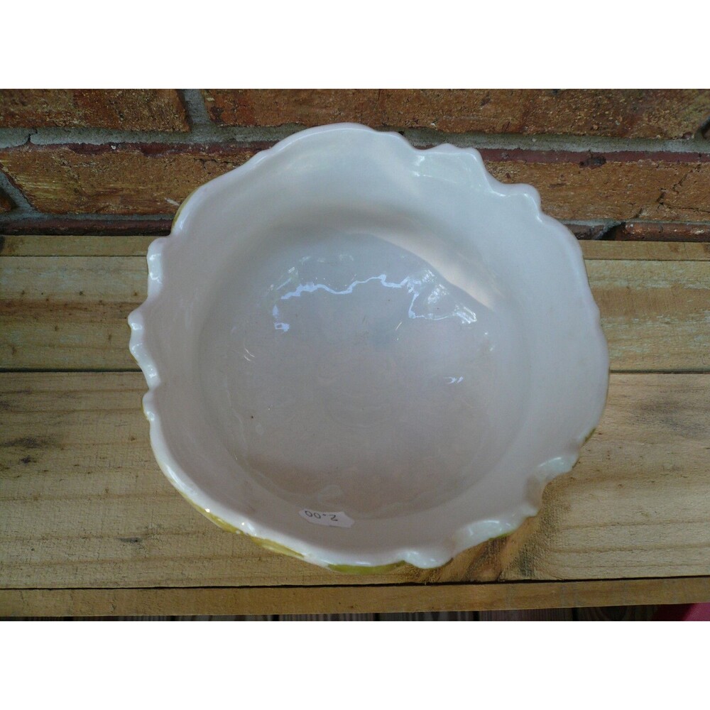 Italian Pottery Handmade & Painted Footed Compote Vase Acanthus Leaves 5" - Picture 4 of 5